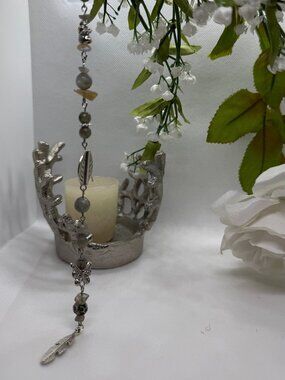 Boho Gemstone Hair Clip • Silver Feather & Butterfly Charm Hair Accessory • Hand